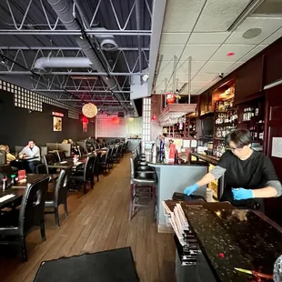 the interior of a japanese restaurant