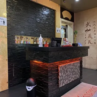 the front desk of a japanese restaurant
