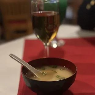 Miso soup and plum wine