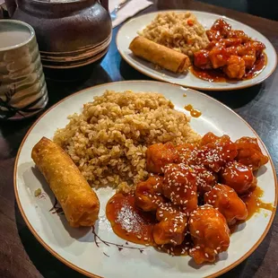 Honey Sesame Chicken &amp; General Tso's Chicken...Fried rice was delicious!
