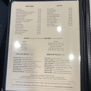 menu