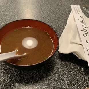 Complimentary miso soup