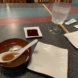 Complimentary miso soup