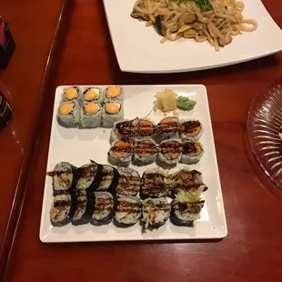 two plates of sushi