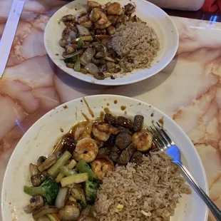 Steak and shrimp and chicken and shrimp