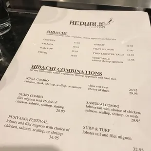 menu