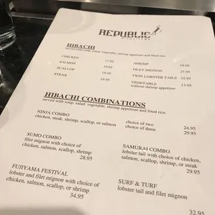 menu