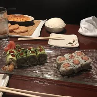 Left: Green dragon $14 Right: Spicy tuna $7.....
