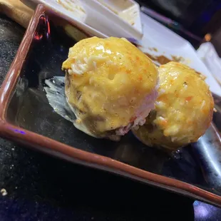 Crab on mushroom baked