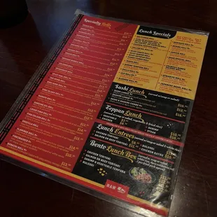 menu