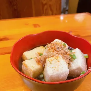 Came to our table by accident, looks like fried tofu or mochi