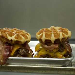 Bacon, Angus beef and 2 Belgian waffles