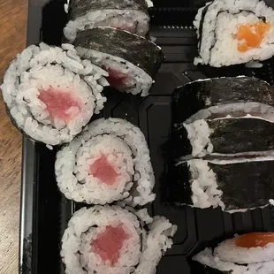 Tuna roll and salmon roll