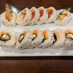 Sushi rolls with soy paper