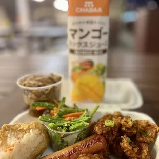 0hayō! Fuk-u-ya at 6:00am ya! Inari, Seasoned Green Beans, Korean Chicken, Shoyu Hotdog, Pork Adobo!