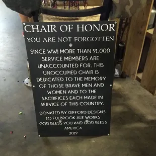 Chair of Honor