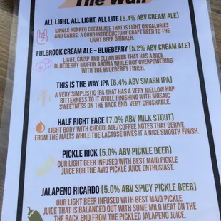 Beer menu