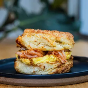 The Kimchi egg and cheese breakfast sandwich!