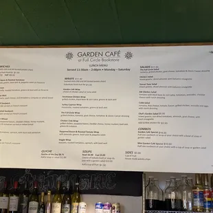 Lunch menu