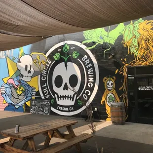 Super cool mural in beer garden!