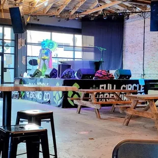 This brewery is really large. Check out the stage!