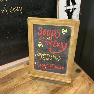 soups of the day sign
