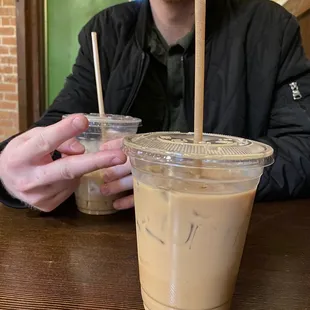 Their drink portions! We got a chai latte and a vanilla latte.