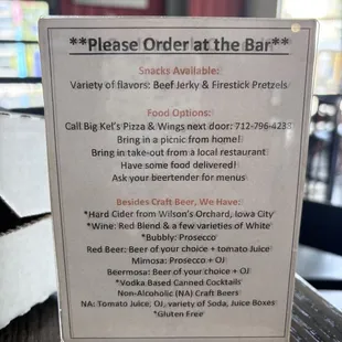 menu