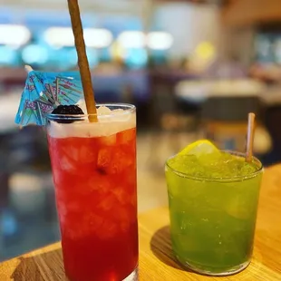 two drinks on a table