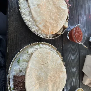 Plates served with pita