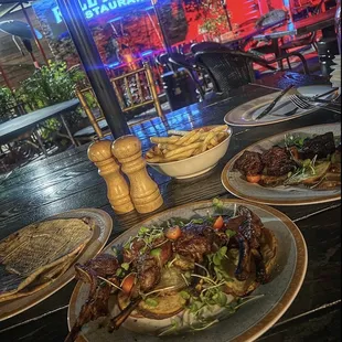 Lamb chops and Beef Shish Kebab