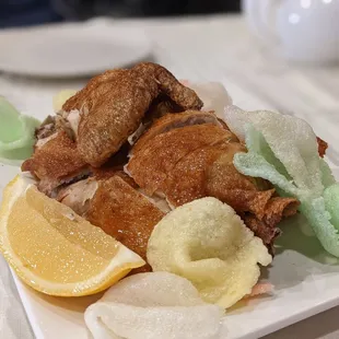 Half fried chicken