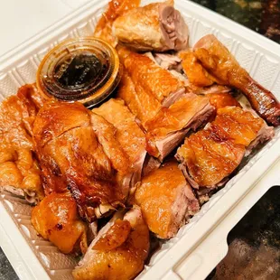 Half Roasted Duck!....Tender, Crispy and Juicy!!  One of my favorites to order from here.