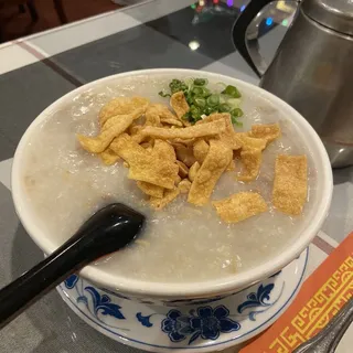 Congee with Beef, Squid & Peanuts