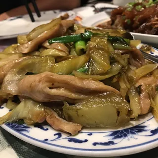 Sauteed Pig's intestine w/ Sour Cabbage