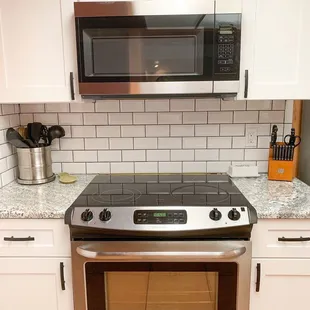 stainless steel stove and microwave