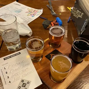 a flight of beers