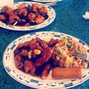 Garlic chicken plate  plus orange shrimp