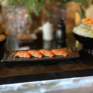 Special salmon with kombu on top and black-and-white sesame seeds