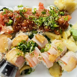 Poke roll and albacore roll