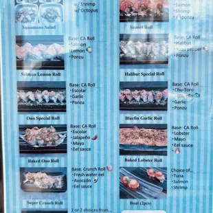 Special Roll Menu as of April 2024 Page 3