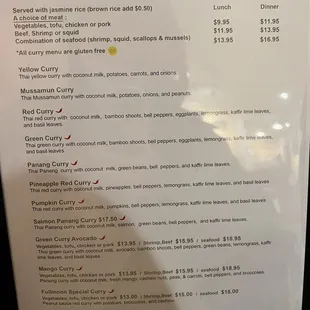 Menu as of 12/30/21