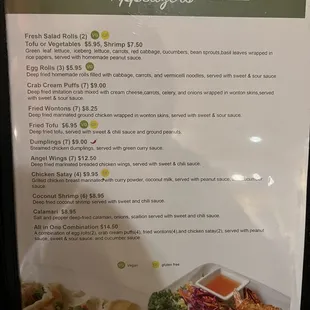 Menu as of 12/30/21