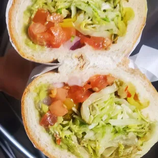Large Veggie with all the fixins' and guac, extra lettuce &amp; tomato (Essentially- Ham &amp; Cheese with those on the side)