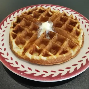 Waffle Weekends feature delicious, made from scratch, buttermilk waffles. You can get blueberry, chocolate chip or plain.