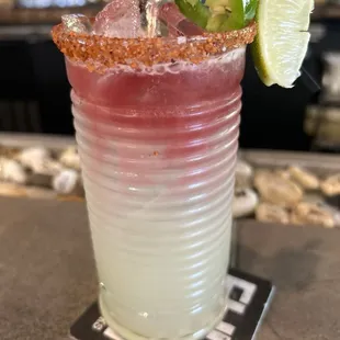 Diablo Margarita   It's got a kick to it!! Be careful.