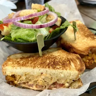 Crab grilled cheese with salad instead of chips