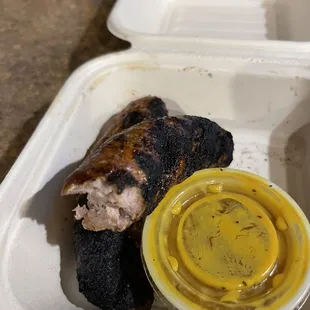 Burnt smoked polish kielbasa