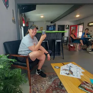 Evalyn's first time in and she's already made new friends.