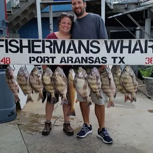 Our limit of sheepshead with a lonely keeper redfish